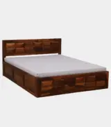 Arcamia Sheesham Wood King Size Bed with Box Storage (Brown Finish) - Image 3