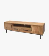 Jaydon Solid Mango Wood with Metal Stand Floor Standing TV Unit (Natural Finish) - Image 8