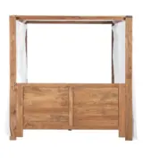 Trailish Solid Acacia Wood Queen Size Poster Bed with Box Storage (Natural Finish) - Image 3
