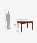 Mcboth Sheesham Wood 4 Seater Dining Table Set with Bench and Drawer Storage (Honey Finish) - Image 3