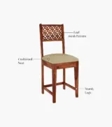 Clambrey Sheesham Wood 4 Seater Cushioned Dining Table Set (Honey Finish) - Image 3