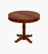 Isadona Sheesham Wood Compact Size Round 4 Seater Cushioned Dining Table Set (Honey Finish) - Image 3