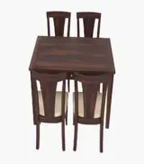 Mcboth Sheesham Wood Compact Size 4 Seater Cushioned Dining Table Set with Drawer Storage (Walnut Finish) - Image 3
