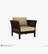 Raidon Sheesham Wood Sofa Set with 3+1+1 Seating (Walnut Finish) - Image 3