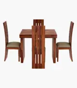 Wortex Sheesham Wood Compact Size 4 Seater Cushioned Dining Table Set (Honey Finish) - Image 3