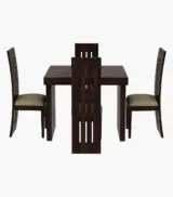 Wortex Sheesham Wood Compact Size 4 Seater Cushioned Dining Table Set (Walnut Finish) - Image 3