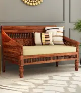 Alanisys Sheesham Wood Sofa Set with 3+1+1 Seating (Honey Finish) - Image 3