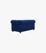 Henray Mango Wood Frame with Valvet Cushion 2 Seater Sofa (Indigo Blue) - Image 3