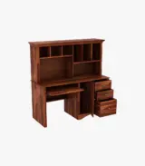 Jorold Sheesham Wood Computer Table with Storage Cabinet and Shelves (Honey Finish) - Image 3