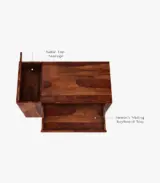 Alkeen Sheesham Wood Computer Table with Keyboard Tray and Side Storage (Honey Finish) - Image 3