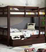 Beckry Sheesham Wood Bunk Bed with Drawer Storage (Walnut Finish) - Image 3