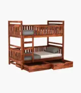 Doughlas Sheesham Wood Bunk Bed with Drawer Storage (Honey Finish) - Image 3