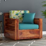 Marriott Wooden Sofa Set (Honey Teal Aqua Marine) - Image 3