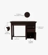 Arolph Sheesham Wood Computer Table with Drawer Storage (Walnut Finish) - Image 3