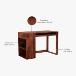 Alkin Study Table with Keyboard Tray and Side Storage (Honey Finish) - Image 3