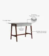 Ambros Sheesham Wood Computer Table with Frosty White Drawer (Honey Finish) - Image 3
