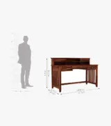 Wellace Sheesham Wood Computer Table with Drawer Storage (Honey Finish) - Image 3