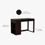 Alkin Study Table with Keyboard Tray and Side Storage (Walnut Finish) - Image 3