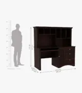 Jorold Sheesham Wood Computer Table with Storage Cabinet and Shelves (Walnut Finish) - Image 3