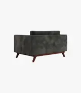Cyasper Mango Wood with Velvet Fabric Cushion 2 Seater Sofa set (Graphite Grey) - Image 3