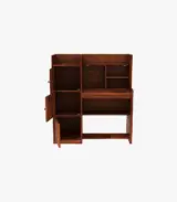 Canady Sheesham Wood Computer Table with Three Cabinets and Open Shelves (Honey Finish) - Image 3