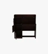 Canady Sheesham Wood Computer Table with Three Cabinets and Open Shelves (Walnut Finish) - Image 3
