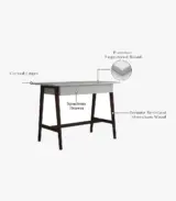 Ambros Sheesham Wood Computer Table with Frosty White Drawer (Walnut Finish) - Image 3