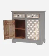 Eastonic Solid Mango Wood Sideboard and Cabinet (Grey Finish) - Image 3