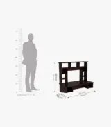 Gerdon Sheesham Wood Wall Mounted Study Table with Open Shelves (Walnut Finish) - Image 3
