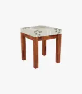 Edmina Sheesham Wood Dressing Table with Storage Drawer and Cushioned Seating Stool (Honey Finish) - Image 3