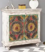 Liker Solid Mango Wood Sideboard and Cabinet (Two Tone White Finish) - Image 2