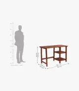 Renjake Sheesham Wood Computer Table with Shelves Storage (Honey Finish) - Image 3