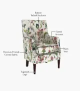 Adorel Mango Wood Frame with Cushioned Velvet Seating Lounge Chair (Rose Vineyard) - Image 3