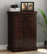 Embross Sheesham Wood Small Sideboard and Cabinet (Walnut Finish) - Image 3