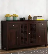 Mendos Sheesham Wood Sideboard and Cabinet (Walnut Finish)