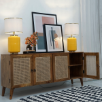 Rubin 4 Door Mango Wood & Cane Door Cabinets and Sideboard - Image 3