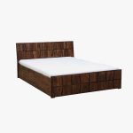 Almen Sheesham Wood Queen Size Bed with Box Storage (Teak Finish) - Image 3