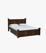 Lordenzo Sheesham Wood Queen Size Bed with Drawer Storage (Teak Finish) - Image 3