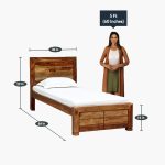 Sougur Sheesham Wood Single Bed without Storage (Rustic teak Finish) - Image 3
