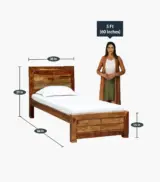Sougur Sheesham Wood Single Bed without Storage (Rustic teak Finish) - Image 3