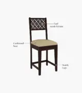Clambrey Sheesham Wood Compact Size 4 Seater Cushioned Dining Table Set (Walnut Finish) - Image 3