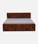 Pluton Sheesham Wood King Size Bed with Box Storage (Dark Brown Finish) - Image 4