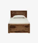 Newvo Sheesham Wood Single Bed with Drawer Storage (Rustic Teak Finish) - Image 4