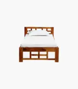 Railegh Sheesham Wood Single Bed without Storage (Rustic Teak Finish) - Image 4