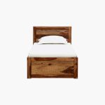 Newvo Sheesham Wood Single Bed in Rustic Teak Finish - Image 4