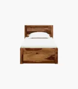 Newvo Sheesham Wood Single Bed without Storage (Rustic Teak Finish) - Image 4