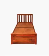 Sarko Solid Wood Single Bed with Box Storage (Honey Finish) - Image 4
