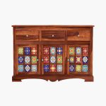 Roko Sheesham Wood Storage Cabinet Sideboard With Three Drawers - Image 4