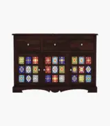 Roko Sheesham Wood Sideboard and Cabinet with Three Drawers (Walnut Finish) - Image 4