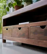 Voliver Solid Sheesham Wood Floor Standing TV Unit (Natural Finish) - Image 4